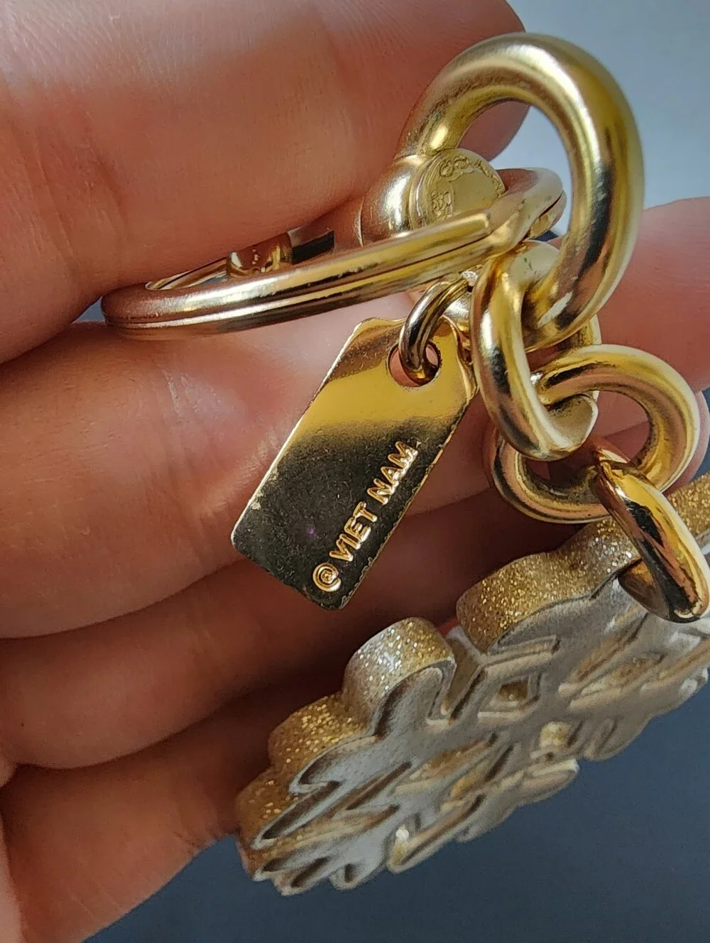 Coach Snowflake Bag Charm Keychain, Studded, Glitter & Metallic, EUC - Picture 5 of 7